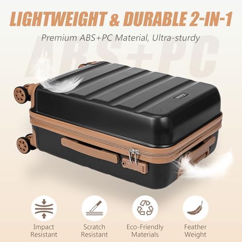 Luggage Sets 5 Piece,Hard Case Suitcase Set with Spinner Wheels,Hardshell Lightweight Travel Luggage with TSA Lock (Black,20/24/28 Inch) - Image 4