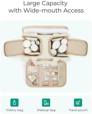 BAGSMART Travel Toiletry Bag, Puffy Large Toiletry Bag for Women, Lightweight Cosmetic Makeup Bag Organizer with Handle for Traveling, Accessories, Essentials, Toiletries (Green) - Image 6