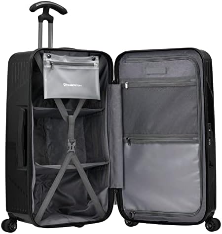 Traveler's Choice Ultimax II 26" Medium Trunk Spinner Luggage, Tie Down Straps, Matte Black, Checked Inch - Image 7