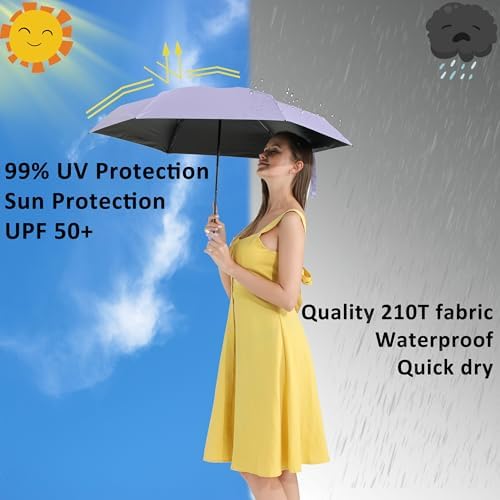 BAODINI Travel Mini Umbrella for Purse With Case Small Compact UV Sun Protection Sun Lightweight Tiny Pocket Umbrella for Women Kids and Men - Image 2