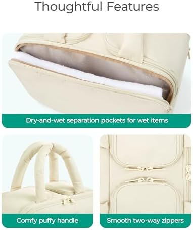 BAGSMART Travel Toiletry Bag, Puffy Large Toiletry Bag for Women, Lightweight Cosmetic Makeup Bag Organizer with Handle for Traveling, Accessories, Essentials, Toiletries (Green) - Image 7