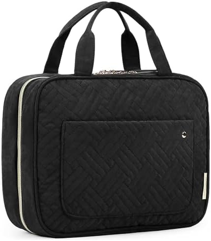 BAGSMART Toiletry Bag Travel Bag with Hanging Hook, Water-resistant Makeup Cosmetic Bag Travel Organizer for Accessories, Shampoo, Full-size Container, Toiletries