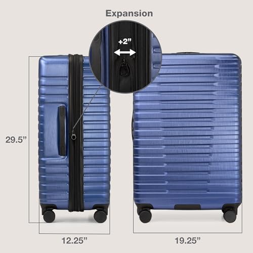 U.S. Traveler Boren Polycarbonate Hardside Rugged Travel Suitcase Luggage with 8 Spinner Wheels, Aluminum Handle, Navy, Checked-Large 30-Inch - Image 6
