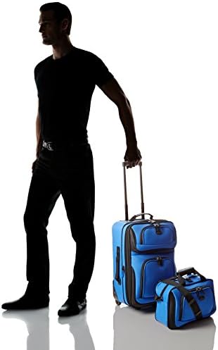 U.S. Traveler Rio Softside Expandable Carry-on Rolling Luggage, Blue, 2 Wheel Set - Image 4
