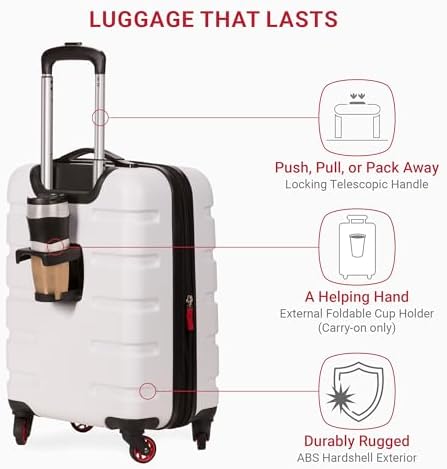 SwissGear 7366 Hardside Expandable Luggage with Spinner Wheels, White, Carry-On 19-Inch - Image 2
