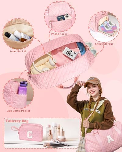 Graduation Gifts, Weekender Bags for Women, Initial Gifts Girls Bag, Sports Gym bag for Girl Teens, Travel Overnight Sleepover Bag, Tween Girls Gift for Kids - Image 4