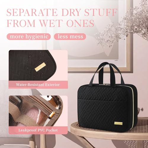 HOTOR Travel Toiletry Bag w/Hanging Hook - Spacious Toiletry Bag Essentials for Women & Men, Makeup Bag/Big Comparment, Waterproof for Travel Accessories, Medium, Black - Image 5