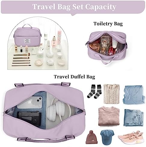 Weekender Bags for Women,Personal Item Travel Bag with Shoes Compartment,Overnight Travel Duffel Bag with Toiletry Bag - Image 3