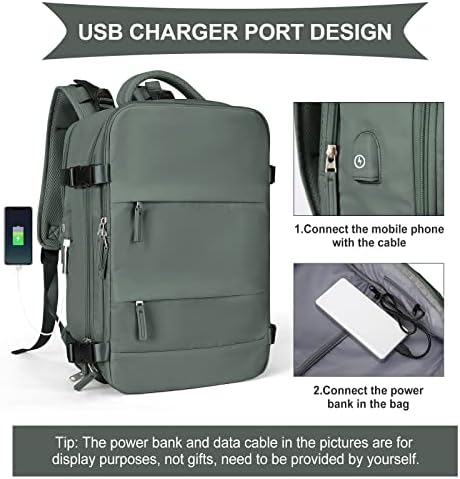 coowoz Large Travel Backpack For Women Men,Carry On Backpack,Hiking Backpack Waterproof Outdoor Sports Rucksack Casual Daypack Travel Essentials(Olive Green) - Image 5