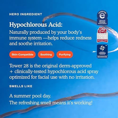 Tower 28 SOS Daily Rescue Facial Spray for Sensitive Skin, Hypochlorous Acid Spray Helps Reduce Redness and Breakouts, Travel Size Toner for Face, 1 FL Oz - Image 6