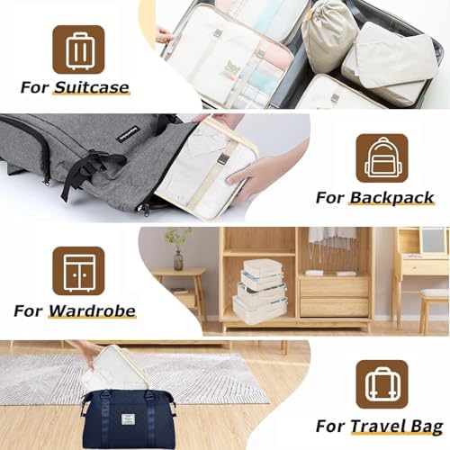 8 Set Packing Cubes for Suitcases Travel Luggage Packing Organizers,Travel Accessories Essentials Luggage Organizer with Shoe/Tioletry/Laundry Bag - Image 5