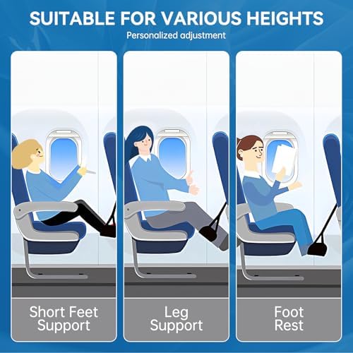 Plane Foot Hammock, Portable Airplane Foot Hammock for Plane Travel, Perfect Foot Sling for Airplane Travel, Leg Hammock to Relax Your Feet, Fly Essential Long Flight Must Haves, Black & Blue, 2 Pack - Image 2