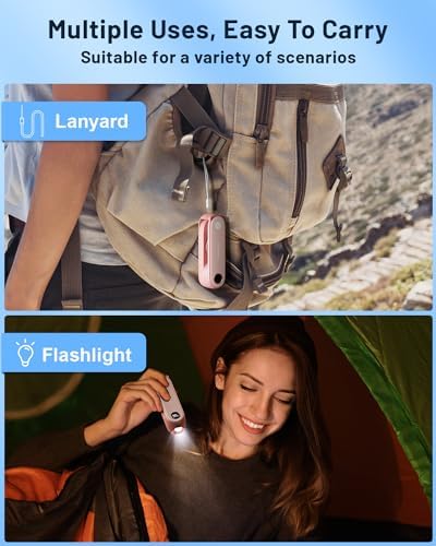 SWEETFULL Portable Handheld Mini Fan with LED Display, 3-in-1 Personal Foldable USB Rechargeable Hand Held Fan & Flashlight for Travel, Lash Eyelash, Cute Small Pocket for Women, Girls - Image 5