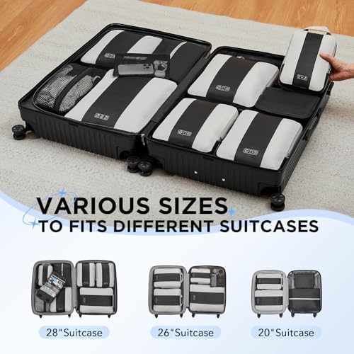 10 Set Compression Packing Cubes for Travel Essentials,Compressible Expandable Packing Cubes for Suitcase,OlarHike Luggage Organizer Bags for Travel,Handy Helper for Organizing Clothes(Black) - Image 7