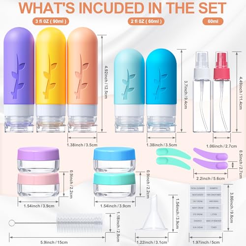 19pack Travel Bottles for Toiletries, TSA Approved Silicone Travel Size Containers for toiletries, Refillable & Leakproof Travel shampoo and conditioner bottles - Image 5