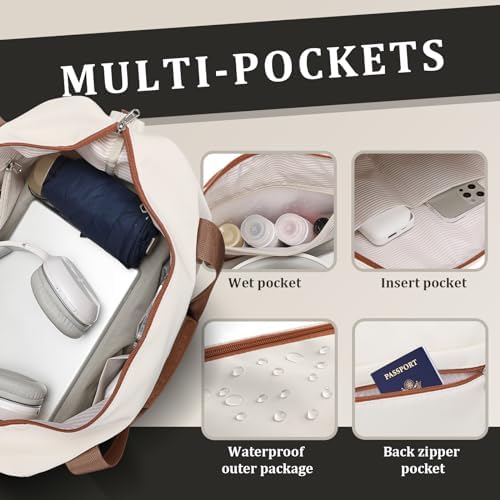 imiomo Hard Shell Luggage Sets 5 Piece for Women, Lightweight Hardside Rolling Suitcase Set with Spinner Wheels and TSA Lock, Beige - Image 7