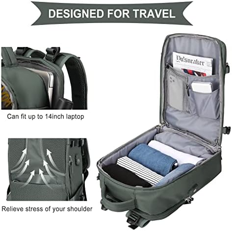 coowoz Large Travel Backpack For Women Men,Carry On Backpack,Hiking Backpack Waterproof Outdoor Sports Rucksack Casual Daypack Travel Essentials(Olive Green) - Image 6