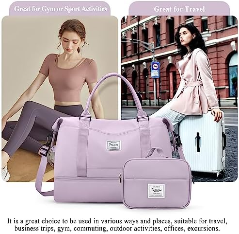 Weekender Bags for Women,Personal Item Travel Bag with Shoes Compartment,Overnight Travel Duffel Bag with Toiletry Bag - Image 9
