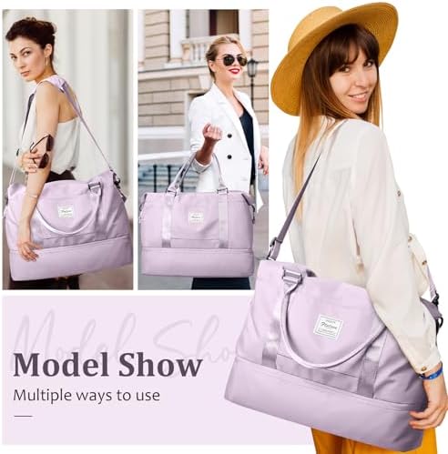 Weekender Bags for Women,Personal Item Travel Bag with Shoes Compartment,Overnight Travel Duffel Bag with Toiletry Bag - Image 2