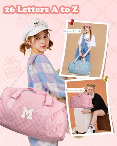 Graduation Gifts, Weekender Bags for Women, Initial Gifts Girls Bag, Sports Gym bag for Girl Teens, Travel Overnight Sleepover Bag, Tween Girls Gift for Kids - Image 3