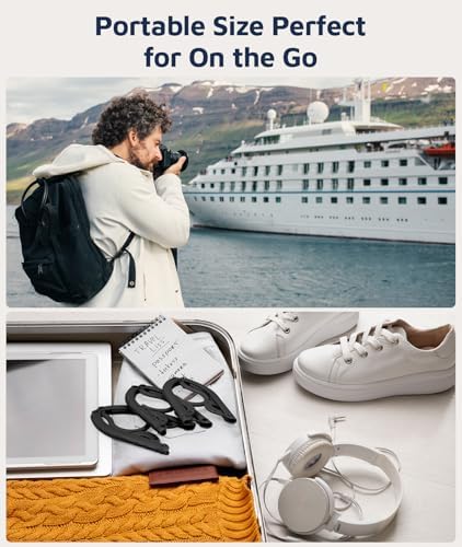 30 Pcs Travel Hangers, Cruise Ship Essentials Foldable Plastic Hangers Travel Essentials, Portable Cruises Must Haves, for Suitcase, RV Camping Airplane, Black - Image 6