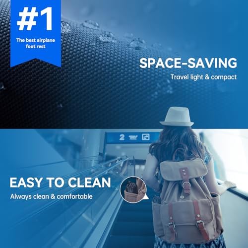 Plane Foot Hammock, Portable Airplane Foot Hammock for Plane Travel, Perfect Foot Sling for Airplane Travel, Leg Hammock to Relax Your Feet, Fly Essential Long Flight Must Haves, Black & Blue, 2 Pack - Image 5