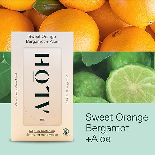 ALŌH Sweet Orange Bergamot + Aloe Sanitizing Hand Wipes - Clean Hands, Clear Mind - On The Go Hand Sanitizing Wipes for Kids and Adults - Travel Size 3 Pack 20ct Wipes (60 wipes) - Image 4