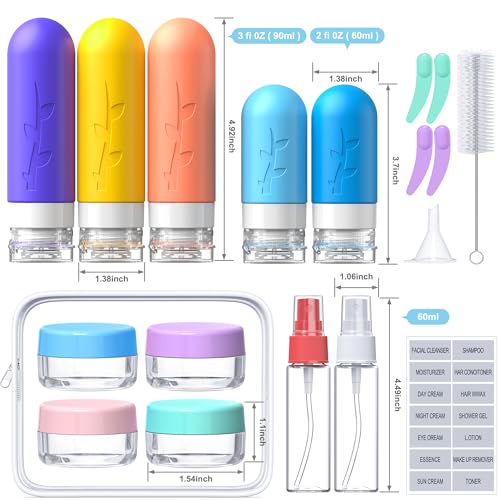 19pack Travel Bottles for Toiletries, TSA Approved Silicone Travel Size Containers for toiletries, Refillable & Leakproof Travel shampoo and conditioner bottles - Image 2