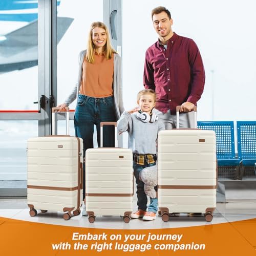 Luggage Sets 5 Piece Luggage Sets Lightweight Hard Shell Suitcases with Spinner Wheels for Family Travel - Durable PC+ABS Material Carry On Luggage (Black) - Image 6