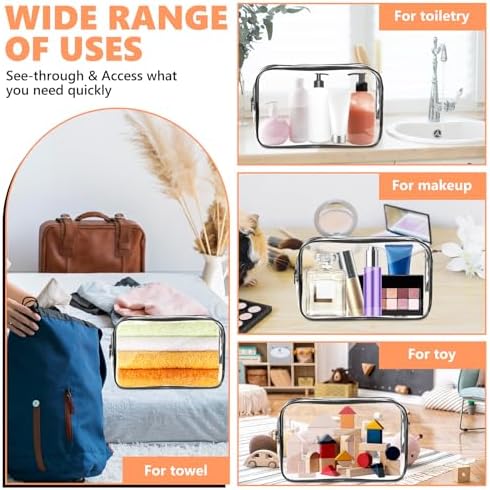 AURUZA 4 Pack Clear Toiletry Bag, Portable Travel Makeup Pouch with Zipper, TSA Approved Organizer, PVC Cosmetic for Airport Airline Compliant - Image 6