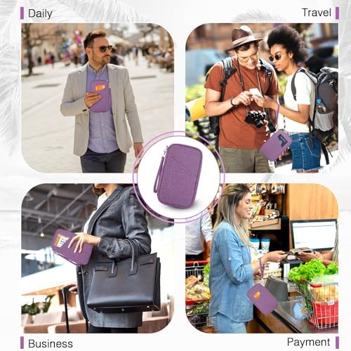 Passport Holder Family, Women Rfid Blocking Passport Wallet, Travel Essentials Premium Wallets, Waterproof Passport Holders Bag for Men Traveling, Travel Document Organizer Credit Cards Case - Image 5