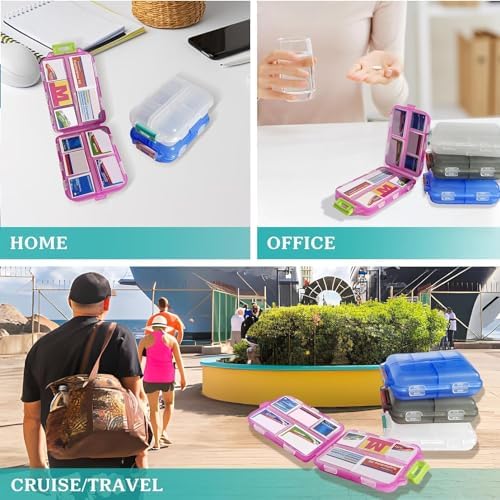 Pill Organizer with Medicine Labels Travel Daily Pill Container Mini Medication Organizer Storage Pill Organizer Travel Essentials Pill Case 7 Day (Pink & 161 Lables) - Image 6