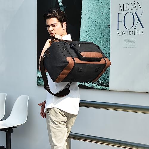 Litvyak Duffle Bag for Travel, 50L Canvas Travel Duffel Bags Overnight Weekend Gym Carry On Luggage Bag for Men & Women(Black) - Image 7