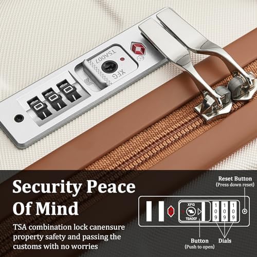 imiomo Hard Shell Luggage Sets 5 Piece for Women, Lightweight Hardside Rolling Suitcase Set with Spinner Wheels and TSA Lock, Beige - Image 2