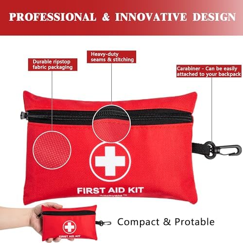 Mini First Aid Kit - 140 Piece Small First Aid Medical Kit for Car, Home, Office, Travel, Camping, Sports, Outdoor, School - Emergency First Aid Supplies and Survival Kit - Image 4