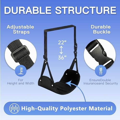 2-Pack Airplane Travel Footrest Hammock - Perfect Airplane Foot Hammock to Relax Your Feet - Travel Essentials Comfy Foot Hanger Plane Footrest for Long Trip - Image 4