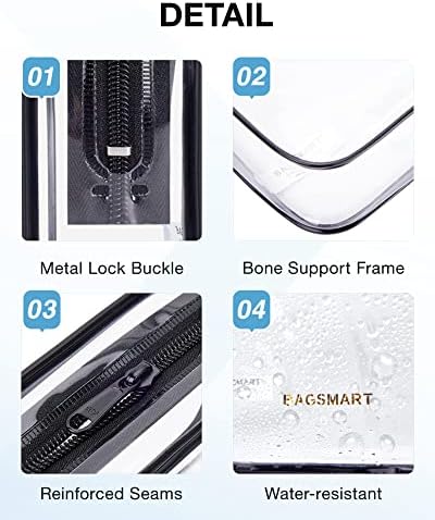 BAGSMART Clear Toiletry Bag, 2 Packs TSA Approved Water resistant Quart Size Travel Organizer, Airport Airline Travel Essential Carry On Makeup Cosmetic Bags for Women, Black - Image 4