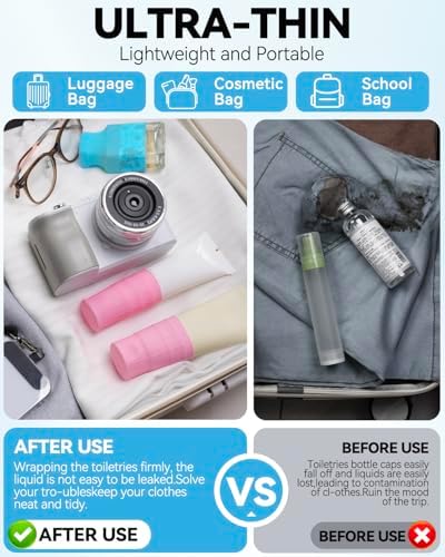 16 Pack Silicone Bottle Cover,Travel Essential for Women Men,Cruise Ship Essentials 2025,Beach Vacation Essentials,Travel Size Toiletries,Airplane Travels Accessories Elastic Sleeves for Leak Proofing - Image 2