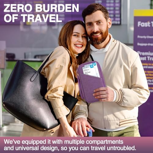 Passport Holder Family, Women Rfid Blocking Passport Wallet, Travel Essentials Premium Wallets, Waterproof Passport Holders Bag for Men Traveling, Travel Document Organizer Credit Cards Case - Image 7