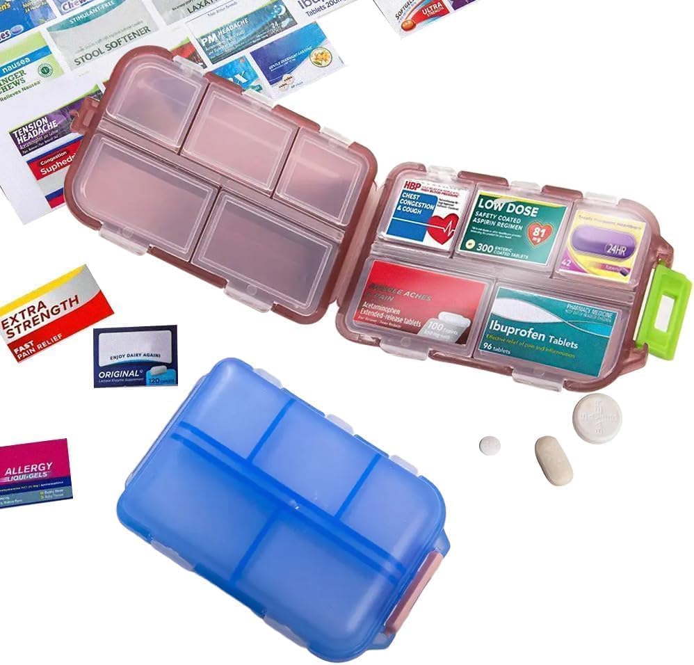 Pill Organizer with Medicine Labels Travel Daily Pill Container Mini Medication Organizer Storage Pill Organizer Travel Essentials Pill Case 7 Day (Pink & 161 Lables) - Image 8